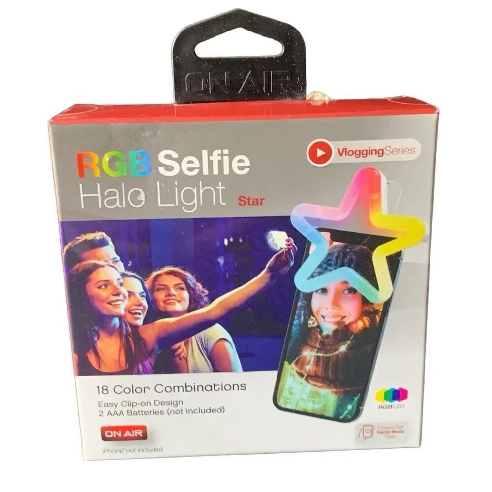 NEW RGB Selfie Halo Light Star Shape 18 Color Combinations Clip On Style